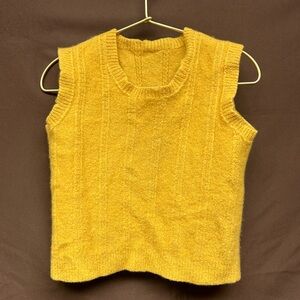 Kids yellow cable knit sweater vest vintage